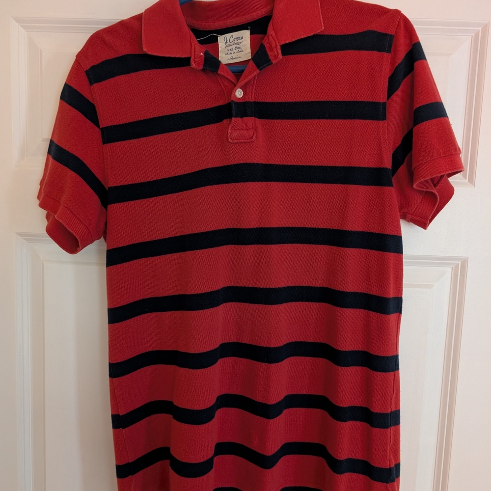 J. Crew Red and Black Striped Polo Shirt